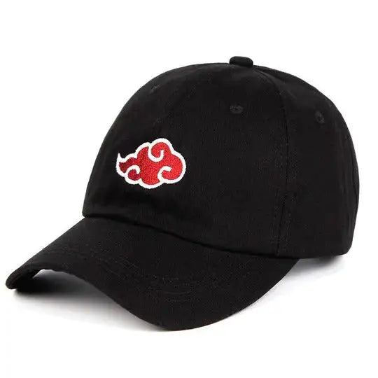 Colorful anime-themed caps and hats collection, featuring popular character designs.